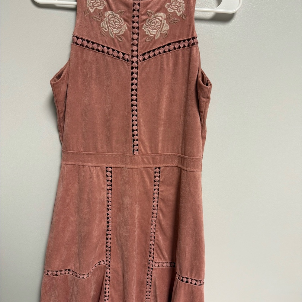 Embroidered Mauve Sleeveless Dress